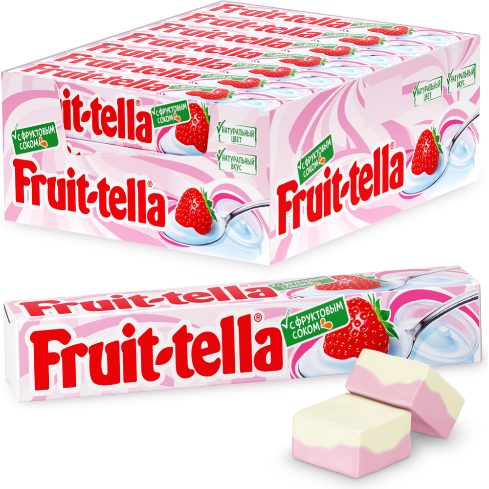 Конфеты жевательные «Fruittella» со вкусом клубничного йогурта, 41 г ...