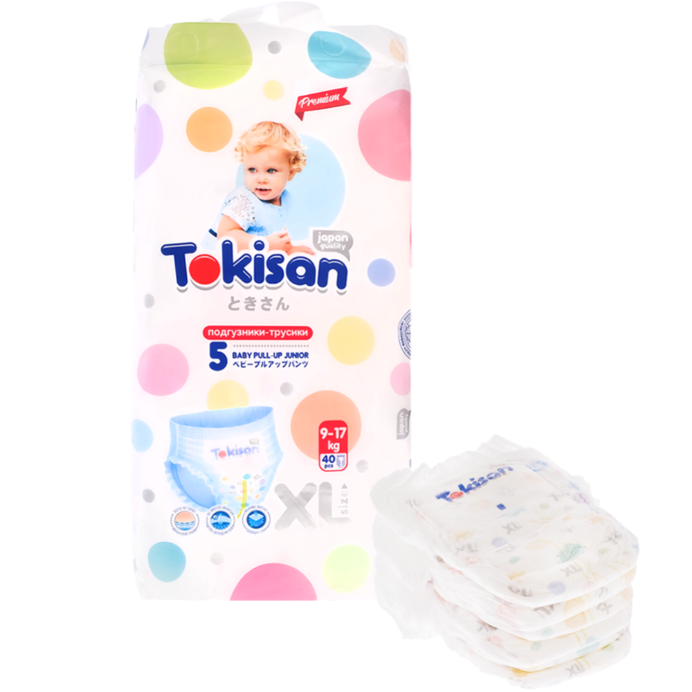 Подгузники-трусики «Tokisan» Baby Pull-Up, 5 XL, 9-17 кг, 40 шт #0