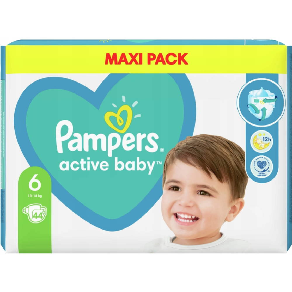 Подгузники детские «Pampers» Active Baby, Размер 6, 13-18 кг, 44 шт ...
