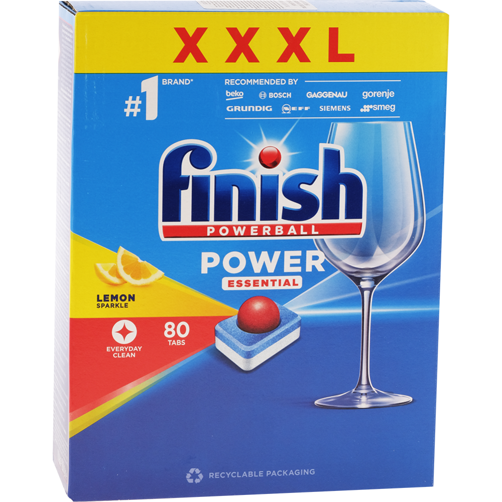 Таблетки для посудомоечных машин «Finish» Power Essential, лимон, 80 шт ...