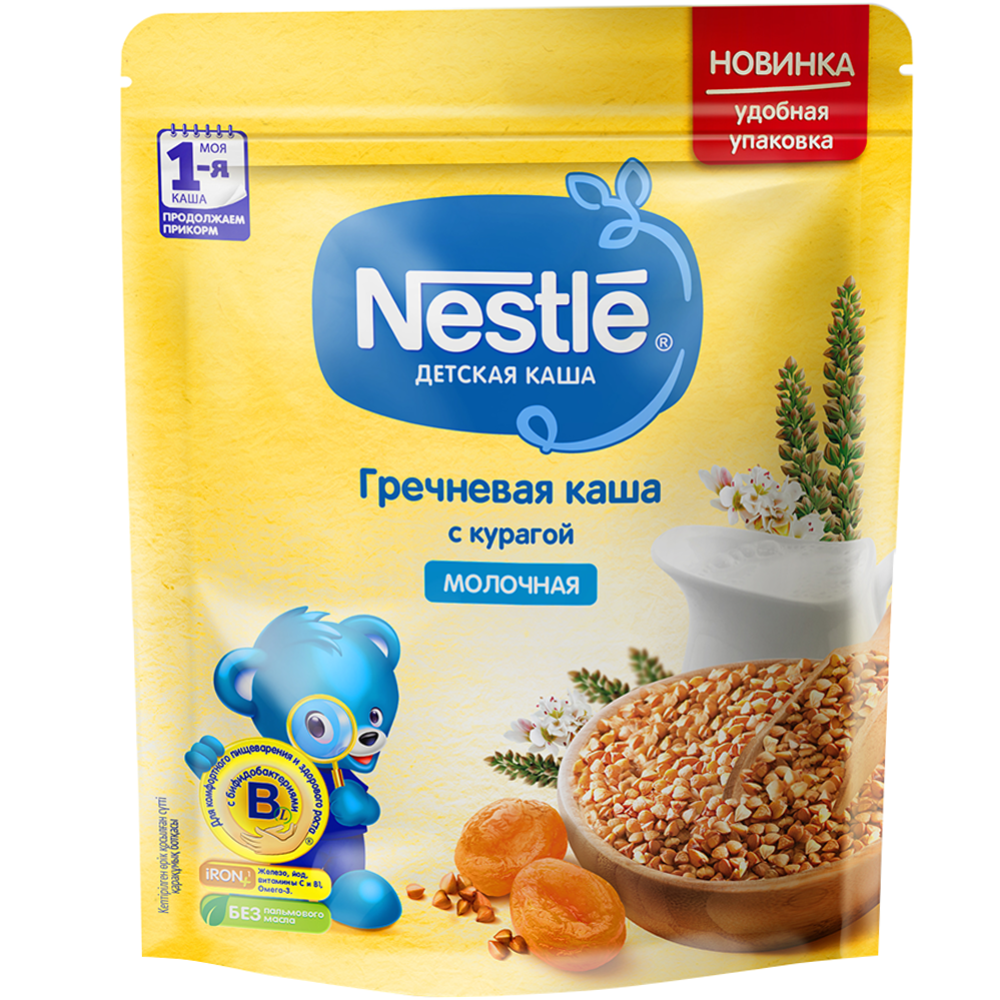 Каша сухая молочная «Nestle» гречневая, с курагой, 220 г #0