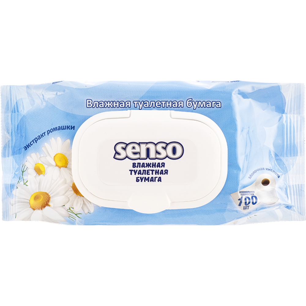 Влажная туалетная бумага «Senso» экстракт ромашки, 100 шт  в .