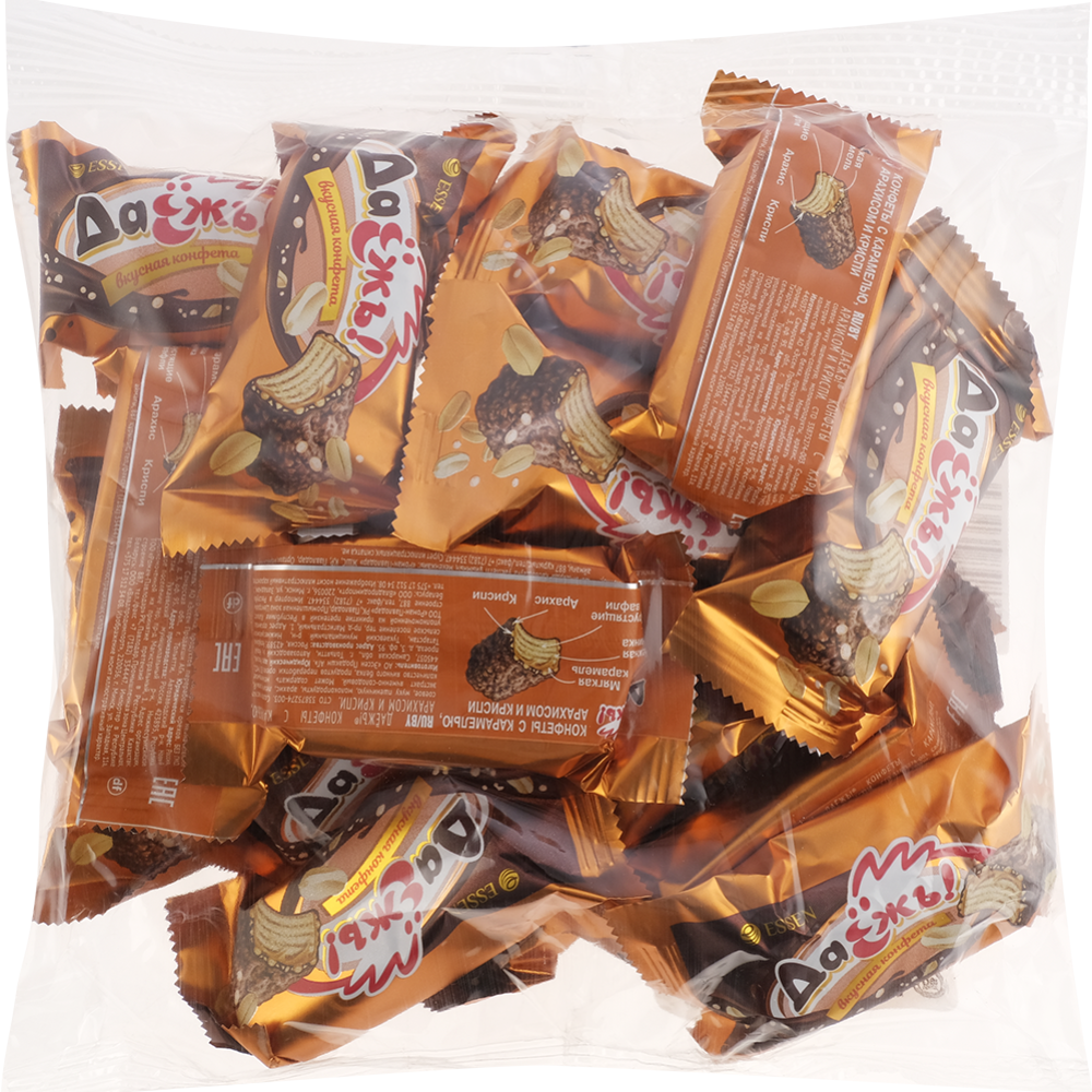 Конфеты «Essen» Даёжъ! Wafer Bar, с карамелью, арахисом и криспи, 500 г ...