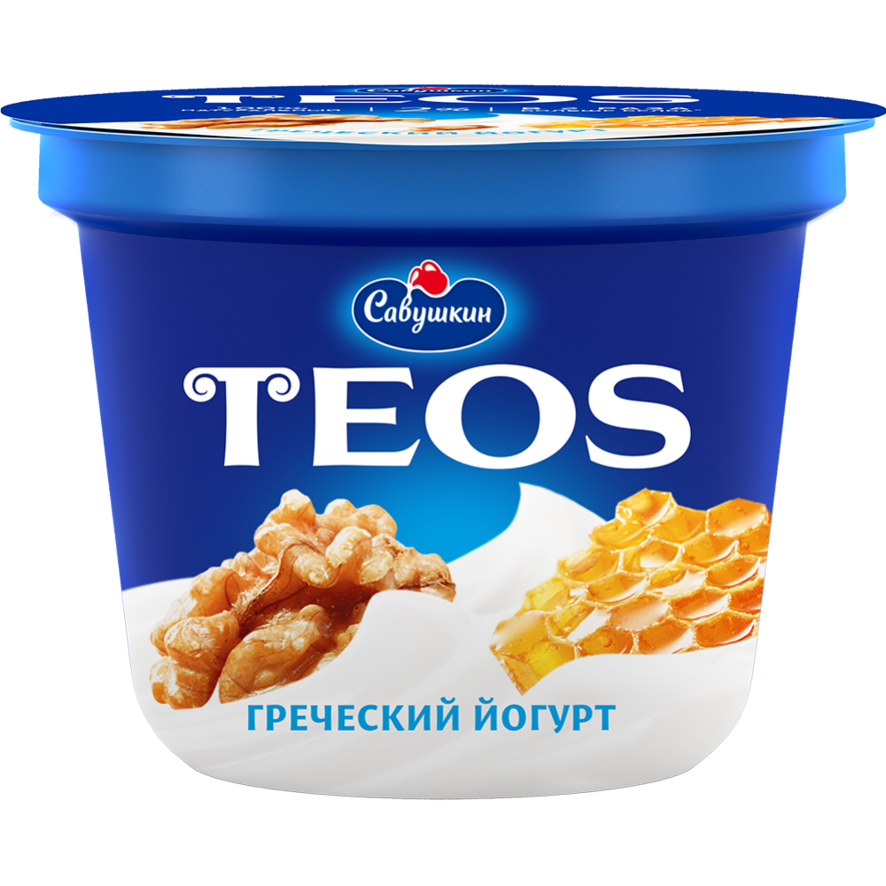 Йогурт греческий «Teos» грецкий орех и мед, 2%, 250 г купить с ...