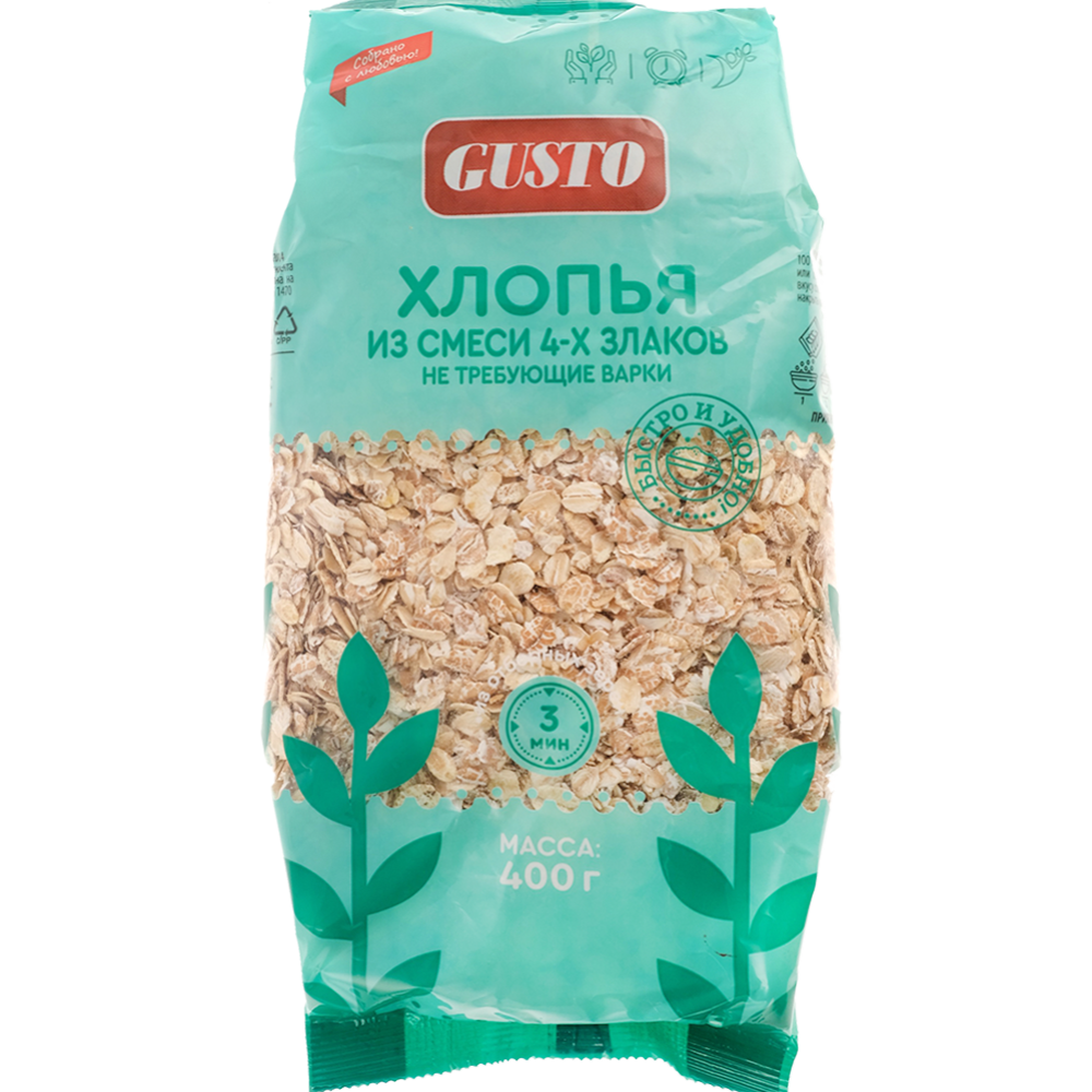 Мультизлаковые хлопья «Gusto» 4 злака, 400 г купить в Минске: недорого ...